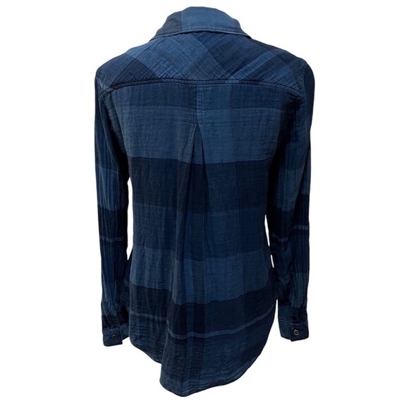 ANTHROPOLOGIE Cloth & Stone Blue Plaid Long Sleeve Button-Up Womens Shirt Small - Picture 2 of 9